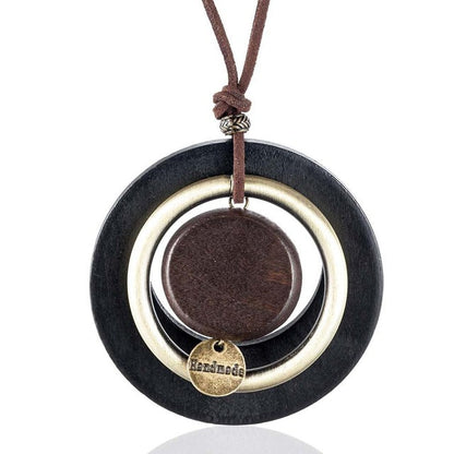vintage woman choker necklace Fashion Jewelry Wooden pendant "Handmade" Long necklace for women collares mujer kolye