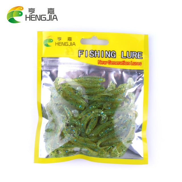 50pcs/Lot Fishing Lures Soft Fishing Tackle Wobblers Artificial Bait Soft Worm Silicone Bait