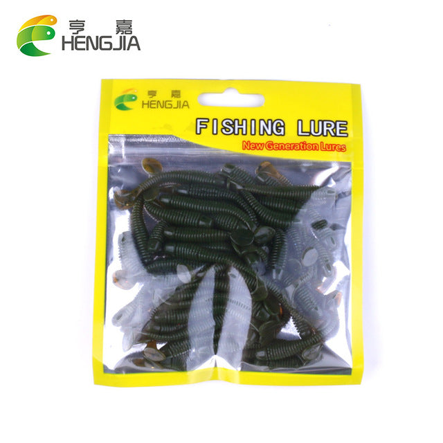 50pcs/Lot Fishing Lures Soft Fishing Tackle Wobblers Artificial Bait Soft Worm Silicone Bait