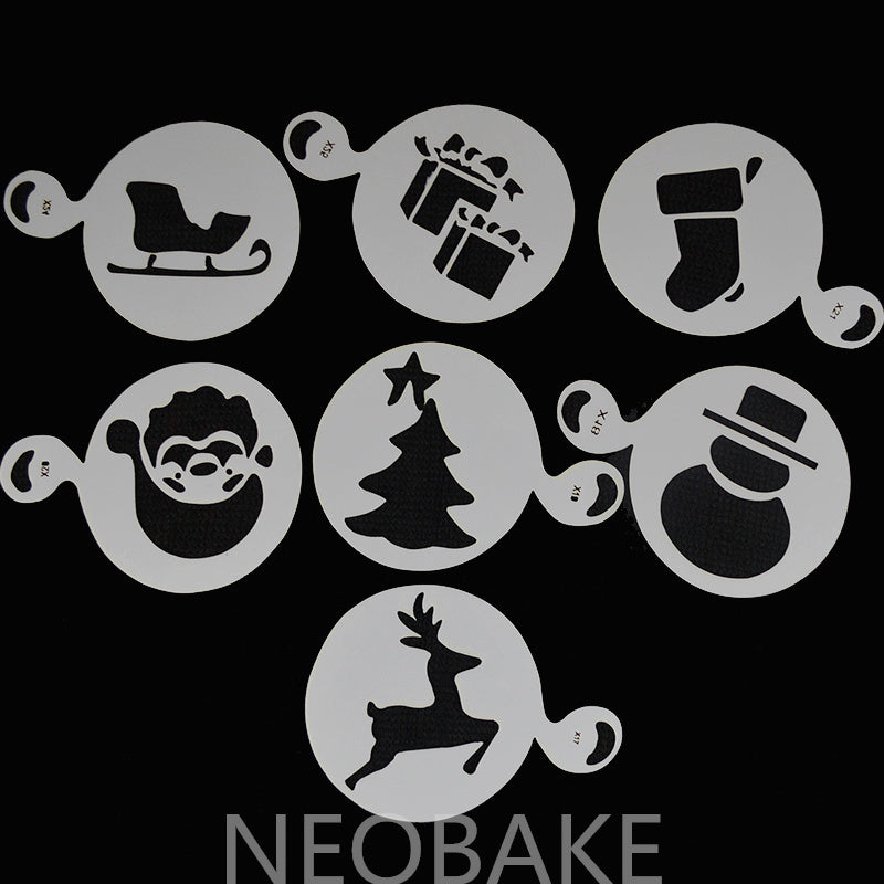 7pcs MINI Christmas Plastic Cake Stencil