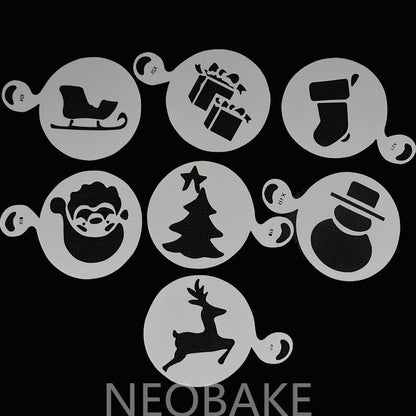 7pcs MINI Christmas Plastic Cake Stencil
