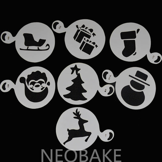 7pcs MINI Christmas Plastic Cake Stencil