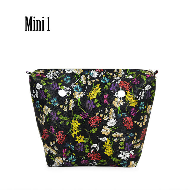 TANQU New Classic Mini Floral Print PU Leather Lining Zipper Inner Pocket Waterproof Insert for Obag EVA O BAG Women Handbag