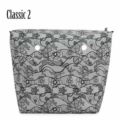 TANQU New Classic Mini Floral Print PU Leather Lining Zipper Inner Pocket Waterproof Insert for Obag EVA O BAG Women Handbag