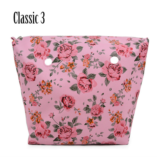 TANQU New Classic Mini Floral Print PU Leather Lining Zipper Inner Pocket Waterproof Insert for Obag EVA O BAG Women Handbag