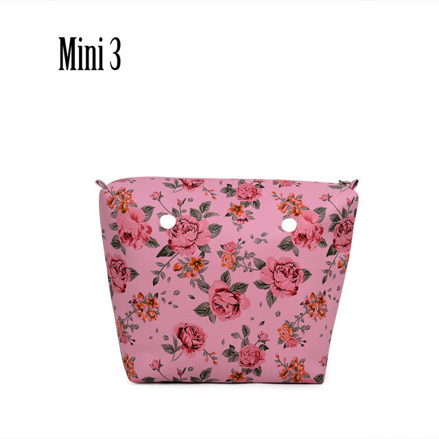 TANQU New Classic Mini Floral Print PU Leather Lining Zipper Inner Pocket Waterproof Insert for Obag EVA O BAG Women Handbag