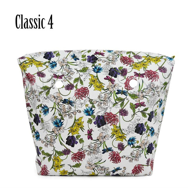 TANQU New Classic Mini Floral Print PU Leather Lining Zipper Inner Pocket Waterproof Insert for Obag EVA O BAG Women Handbag