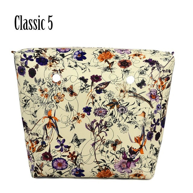TANQU New Classic Mini Floral Print PU Leather Lining Zipper Inner Pocket Waterproof Insert for Obag EVA O BAG Women Handbag