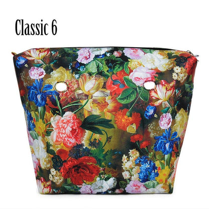 TANQU New Classic Mini Floral Print PU Leather Lining Zipper Inner Pocket Waterproof Insert for Obag EVA O BAG Women Handbag