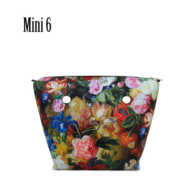 TANQU New Classic Mini Floral Print PU Leather Lining Zipper Inner Pocket Waterproof Insert for Obag EVA O BAG Women Handbag