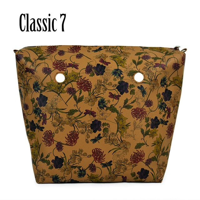 TANQU New Classic Mini Floral Print PU Leather Lining Zipper Inner Pocket Waterproof Insert for Obag EVA O BAG Women Handbag