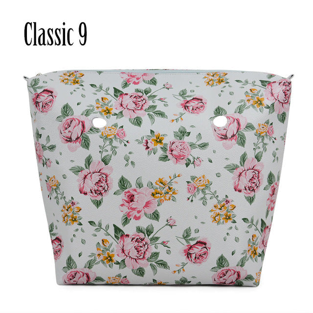 TANQU New Classic Mini Floral Print PU Leather Lining Zipper Inner Pocket Waterproof Insert for Obag EVA O BAG Women Handbag