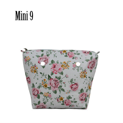 TANQU New Classic Mini Floral Print PU Leather Lining Zipper Inner Pocket Waterproof Insert for Obag EVA O BAG Women Handbag