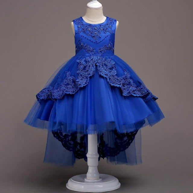 New Brand Flower Girls Dress Kids Princess Party Wedding Gowns for Children Graduation Ceremony Baby Kids Long Tail Formal Wear