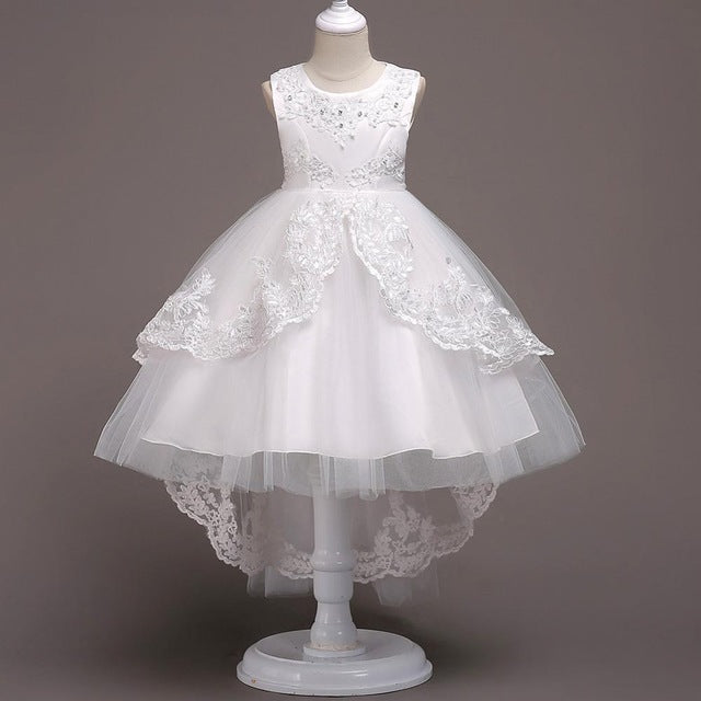 New Brand Flower Girls Dress Kids Princess Party Wedding Gowns for Children Graduation Ceremony Baby Kids Long Tail Formal Wear