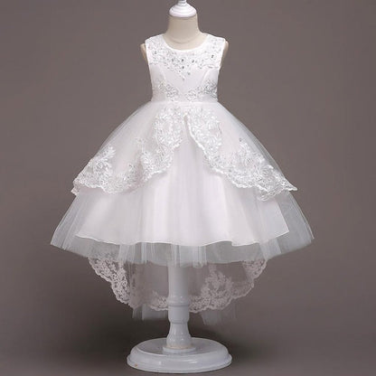New Brand Flower Girls Dress Kids Princess Party Wedding Gowns for Children Graduation Ceremony Baby Kids Long Tail Formal Wear