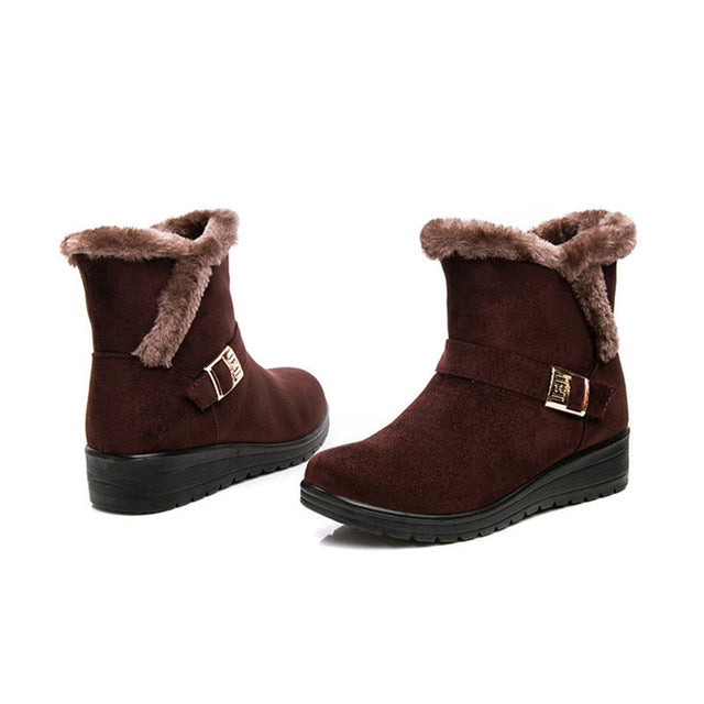 YAERNI Women Boots Fashion Warm Snow Boots Ankle Winter Boots For Women Shoes Black Red Plus Size 41