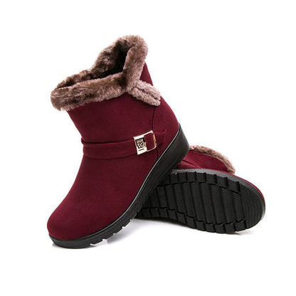 YAERNI Women Boots Fashion Warm Snow Boots Ankle Winter Boots For Women Shoes Black Red Plus Size 41