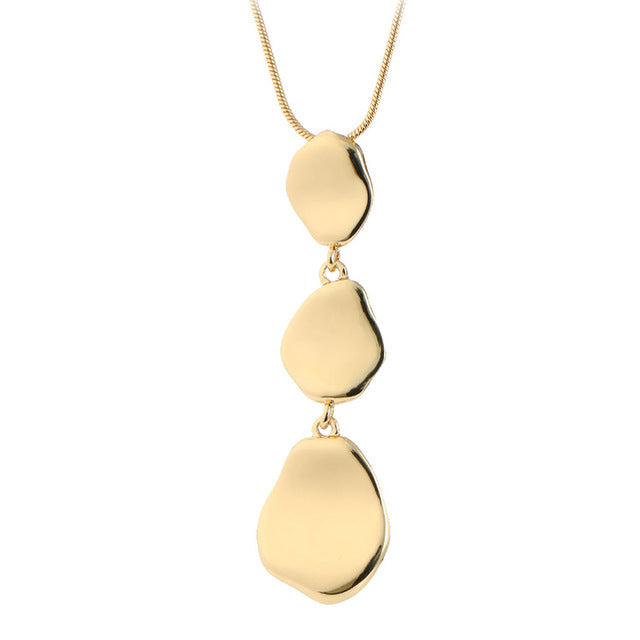 Shineland Unique Long Snake Chain Gold Silver Color Geometric Alloy Polished Necklace & Pendant Women Collares Bijoux