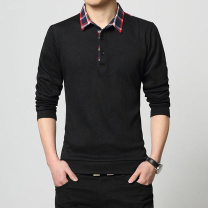 Covrlge Polo Homme Spring New Men's Tee Shirts Fashion Patchwork Plus Size 4XL 5XL Long Sleeve Polo Shirt Slim Fit
