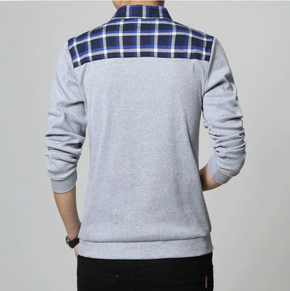 Covrlge Polo Homme Spring New Men's Tee Shirts Fashion Patchwork Plus Size 4XL 5XL Long Sleeve Polo Shirt Slim Fit