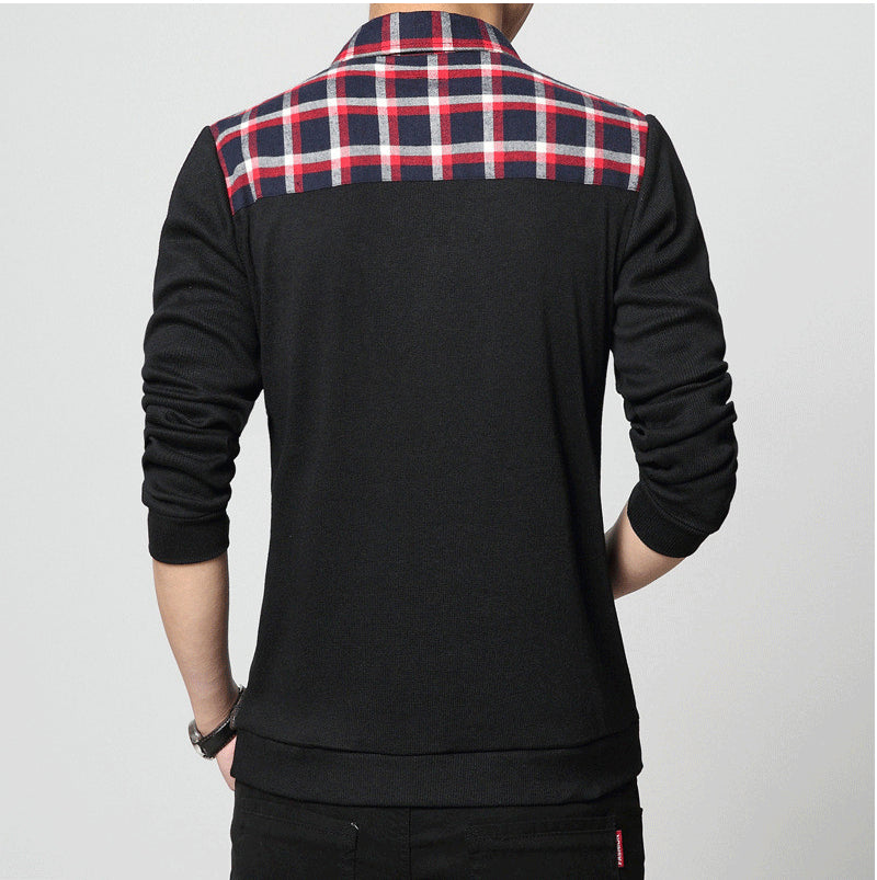 Covrlge Polo Homme Spring New Men's Tee Shirts Fashion Patchwork Plus Size 4XL 5XL Long Sleeve Polo Shirt Slim Fit
