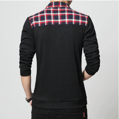 Covrlge Polo Homme Spring New Men's Tee Shirts Fashion Patchwork Plus Size 4XL 5XL Long Sleeve Polo Shirt Slim Fit