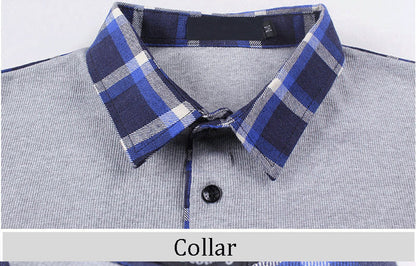 Covrlge Polo Homme Spring New Men's Tee Shirts Fashion Patchwork Plus Size 4XL 5XL Long Sleeve Polo Shirt Slim Fit