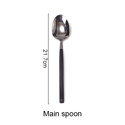 Stainless Steel Cutlery Black Handle Electroplate Dinnerware Set Steak Knife Fork Dessert