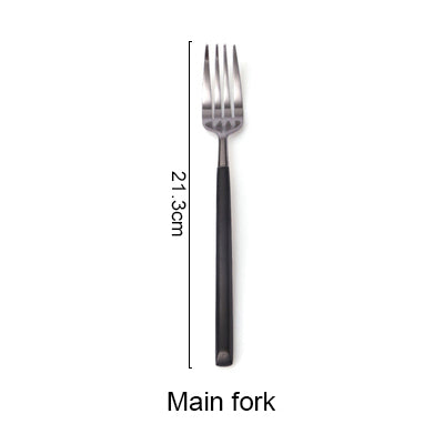 Stainless Steel Cutlery Black Handle Electroplate Dinnerware Set Steak Knife Fork Dessert