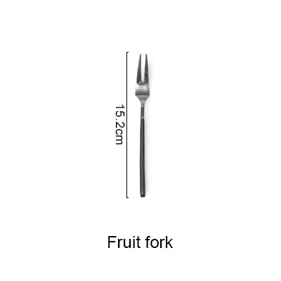 Stainless Steel Cutlery Black Handle Electroplate Dinnerware Set Steak Knife Fork Dessert