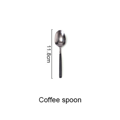Stainless Steel Cutlery Black Handle Electroplate Dinnerware Set Steak Knife Fork Dessert