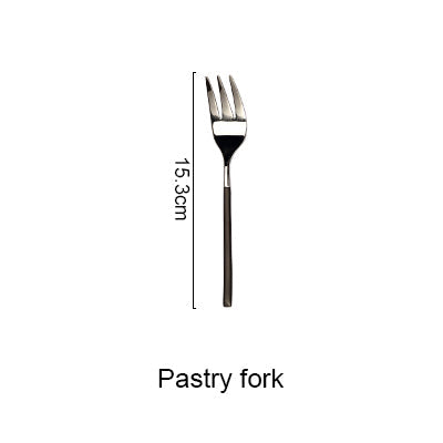 Stainless Steel Cutlery Black Handle Electroplate Dinnerware Set Steak Knife Fork Dessert