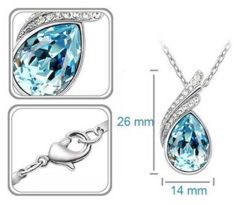 Austrian Crystal Feather Water Drop Jewelry Set