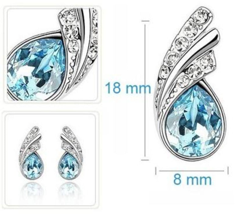 Austrian Crystal Feather Water Drop Jewelry Set