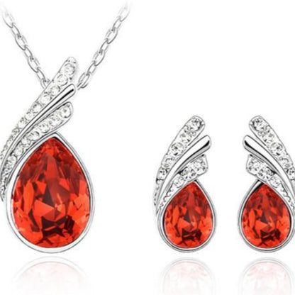 Austrian Crystal Feather Water Drop Jewelry Set