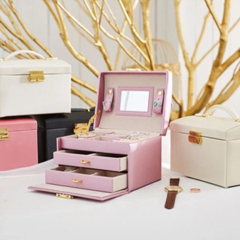 3 Layers - Leather - Exquisite Jewelry & Makeup Organizer Case