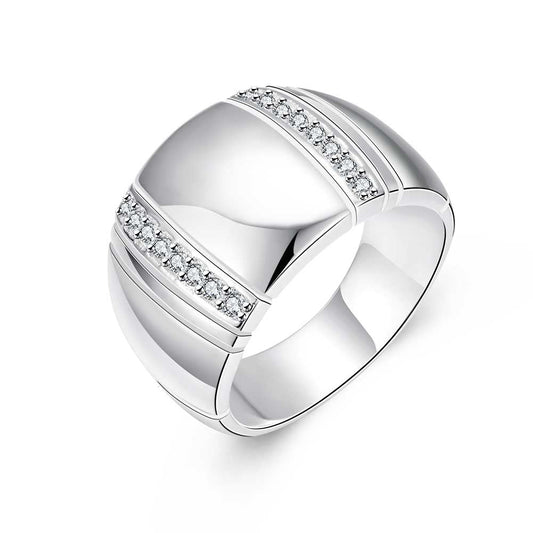 Jemmin 925 Sterling Silver Woman/ Man Lover's Ring CZ Crystal Wedding Engagement Fashion Finger Rings Jewelry
