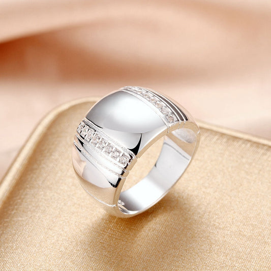 Jemmin 925 Sterling Silver Woman/ Man Lover's Ring CZ Crystal Wedding Engagement Fashion Finger Rings Jewelry