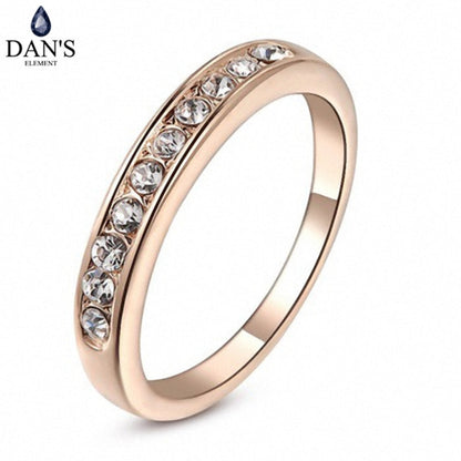 DAN'S ELEMENT Fashion Classic Copper Gold Color Zirconia Austrian Crystals  Wedding Rings for Women Full Sizes Fi-RG91645