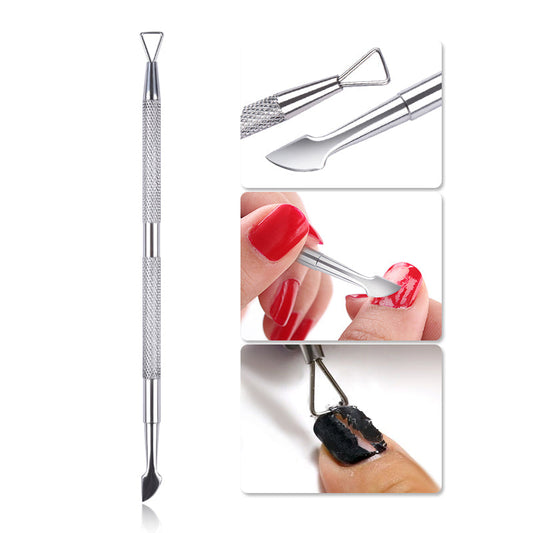 Silver Stainless Steel Dual Nail Polish Remover