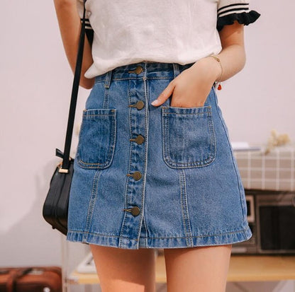 Denim Skirt High Waist A-line Mini Skirts