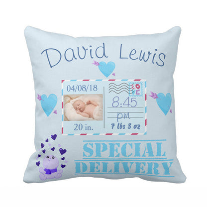 Personalized Woodland Animals Nursery Photo Baby Keepsake Throw Pillow Cover Soft Polyester Home Decorative Cushion Cover Sofa