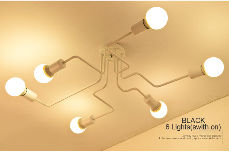 4-6-8 Head Multiple Rod Wrought Iron Ceiling Dome Lamp