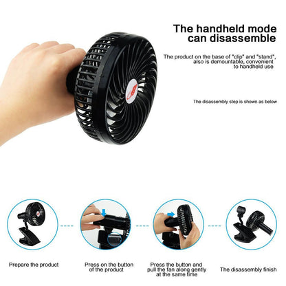 Mini Mute Clamp Fan Rechargeable Silent 4 Blades Baby Stroller Fans Portable Air Cooling 3 Speeds Desk USB Fan with USB output