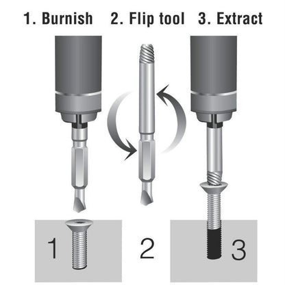 4 Piece: Damaged & Stripped Screw Removal Extractor Set