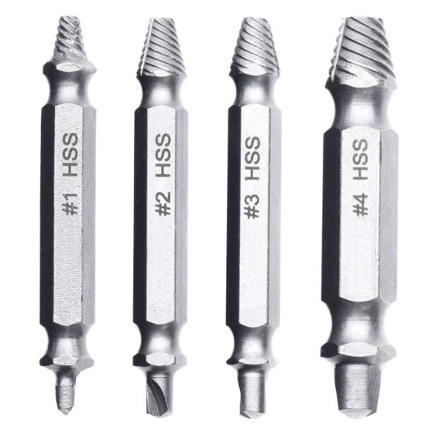 4 Piece: Damaged & Stripped Screw Removal Extractor Set