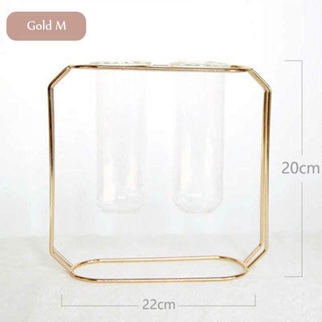 1Set Nordic Style Glass Iron Art Vase Rose Gold