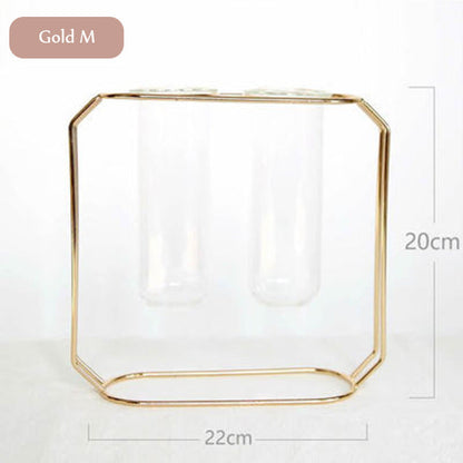 1Set Nordic Style Glass Iron Art Vase Rose Gold