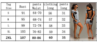 Women's Two Piece Ripped Cheetah Shirt and Fitness Shorts